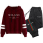 Office Home Womens Tracksuit Print Stripe Sweatshirt Set High Quality Sports Jogging Womens Clothing Fashion Casual Hoodie Suit
