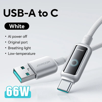 Joyroom 100W USB C Kabel Automatische Abschaltung Schnellladekabel Typ C für iPhone 16 15 Pro Max Xiaomi Samsung S-A55