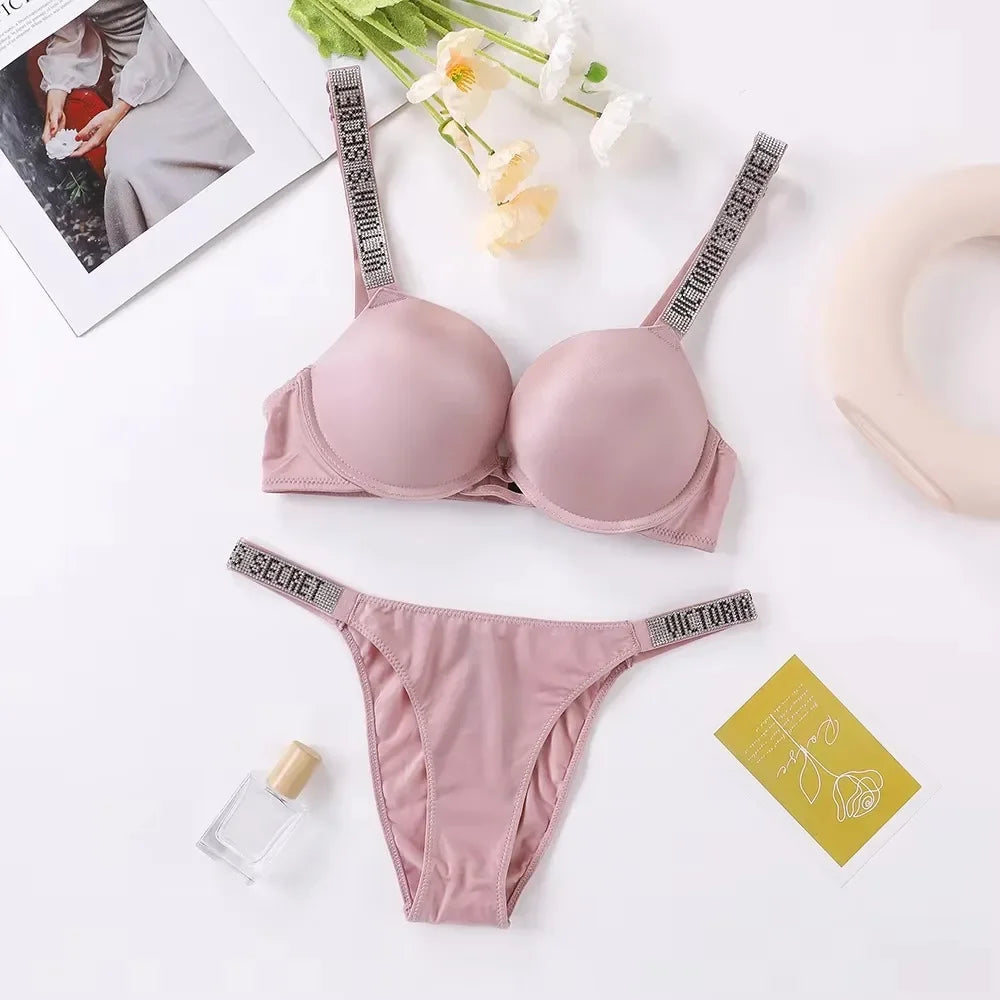 Women's New Fashion Sexy Lingerie Sporty Classic Padded Adjustable push up V Lingerie Set S Underwear Set