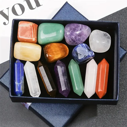 14pcs Quartz Crystal Chakra Healing Stones Set