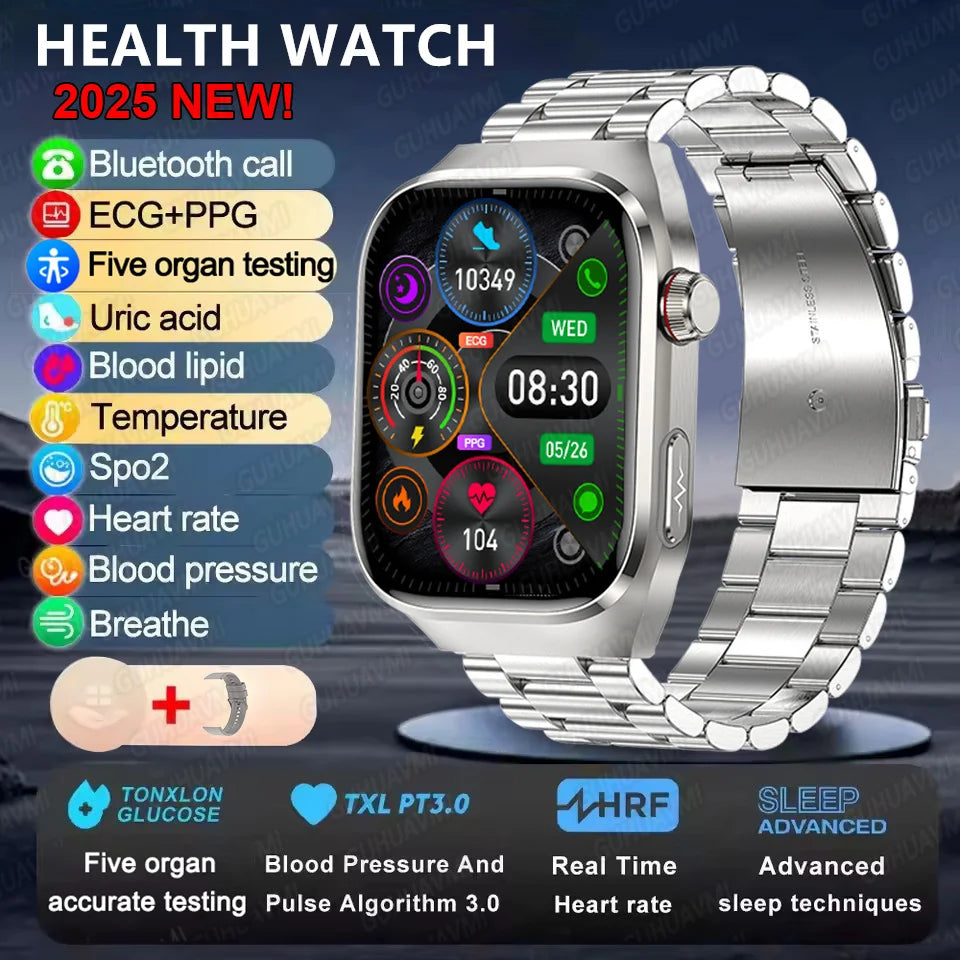 2025 Neue Mikro-Vorsorgeuntersuchung Smartwatch für Herren Harnsäure Körperfett Fünf-Organe-Gesundheitsuhr Bluetooth-Anruf Smart-Armband