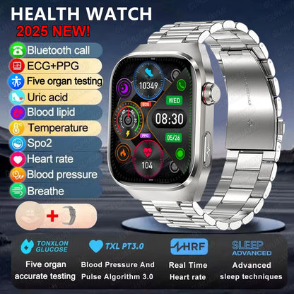 2025 Neue Mikro-Vorsorgeuntersuchung Smartwatch für Herren Harnsäure Körperfett Fünf-Organe-Gesundheitsuhr Bluetooth-Anruf Smart-Armband