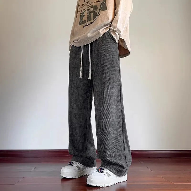 Men's Fce Lined Thiened Casual Pants Loose Straight Leg Wide Leg Trousers for Autumn Winter Comfortable Loose Fit Jeans