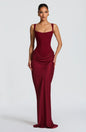Brown Off-Shoulder Pleated Banquet Dress