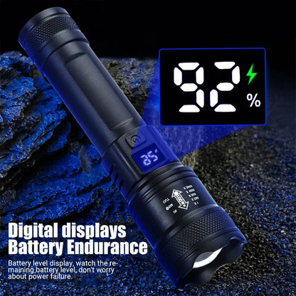 2000LM LED Tactical Flashlight | USB Rechargeable Zoom Torch | Camping & Emergency