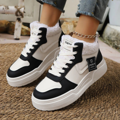 Women's Chunky Platform Sneakers Warm Plush Winter Shoes