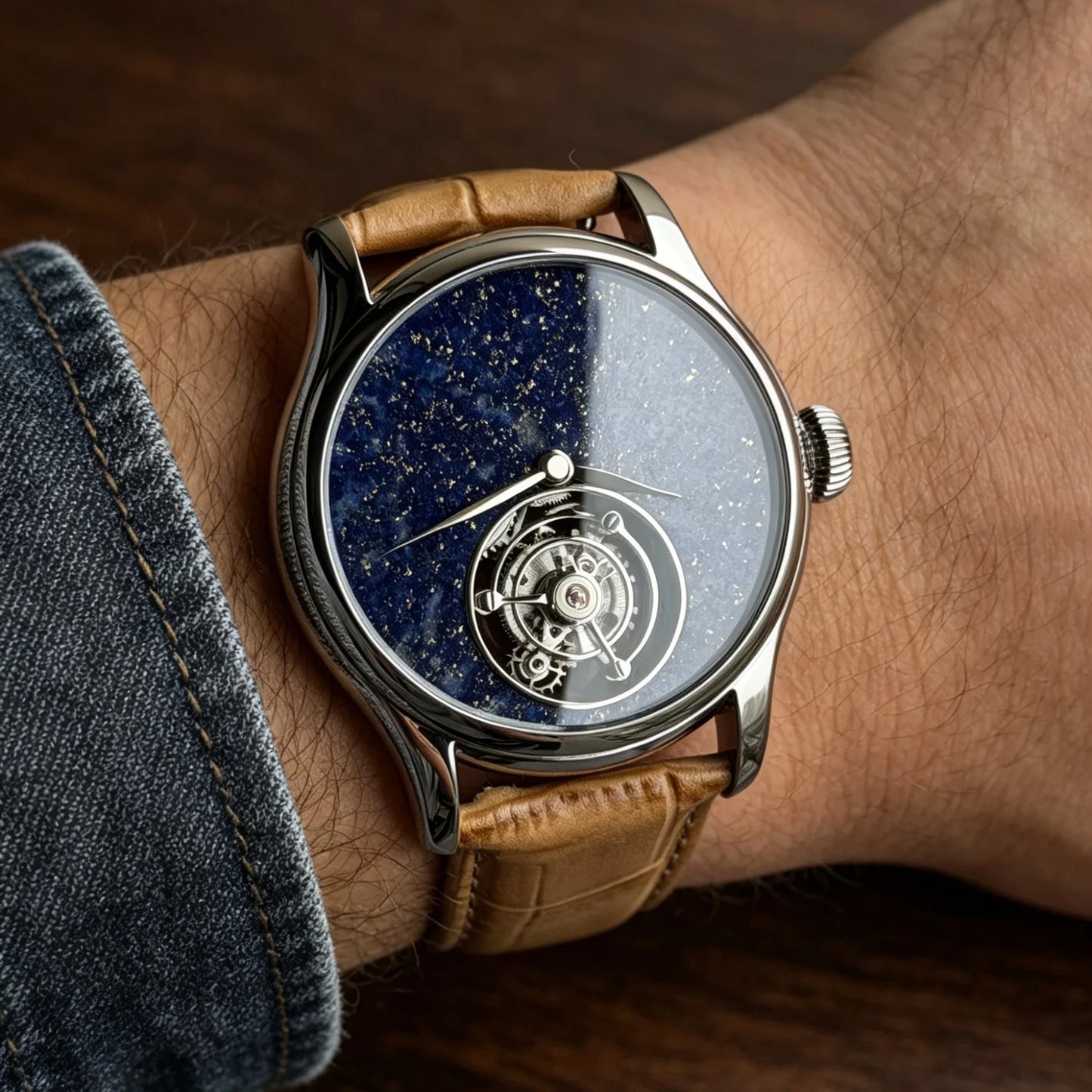 100% Tourbillon Watch Sapphire Watch Mechanical Wristwatches Waterproof 42mm