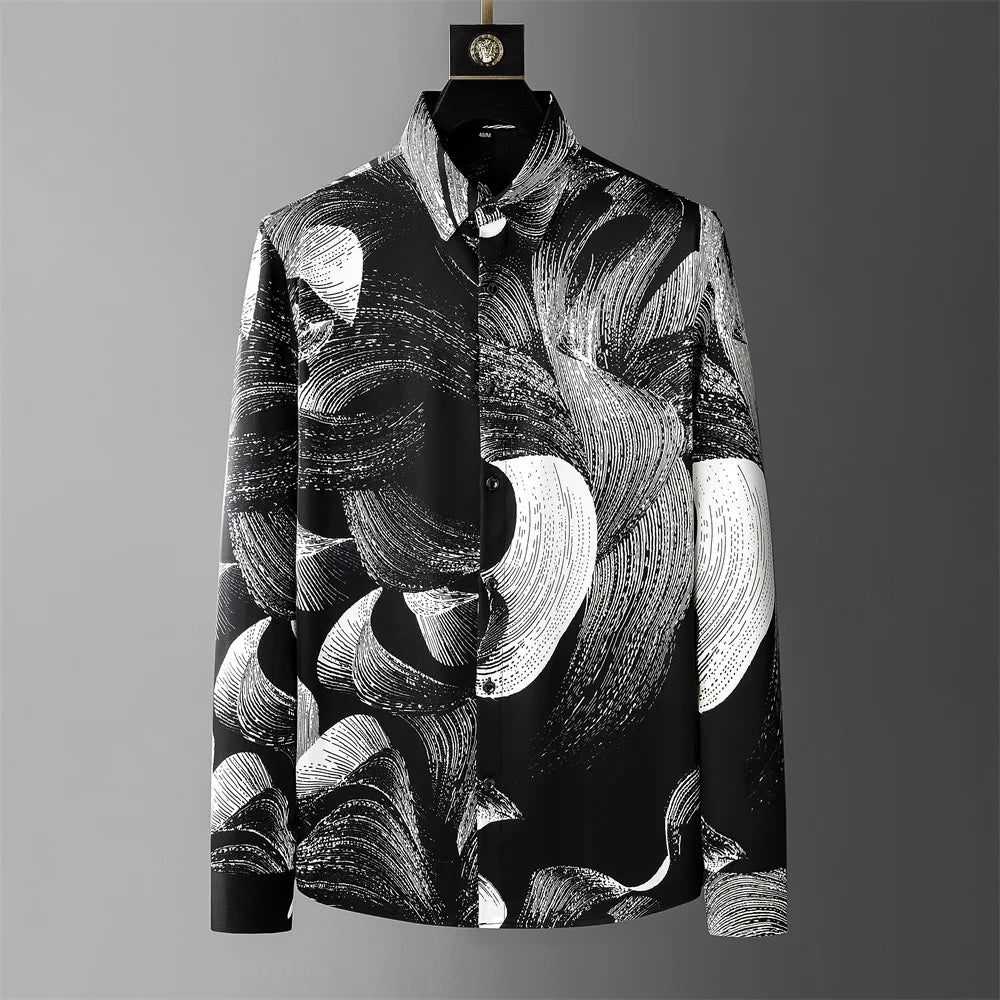 Men's Luxury Print Long Sleeve Casual Shirt
