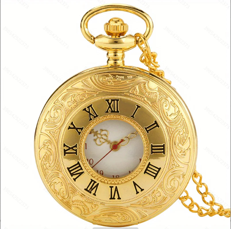 Vintage Charme Schwarz Unisex Mode Römische Ziffer Quarz Steampunk Taschenuhr Damen Herren Halskette Anhänger mit Kette Geschenke P427