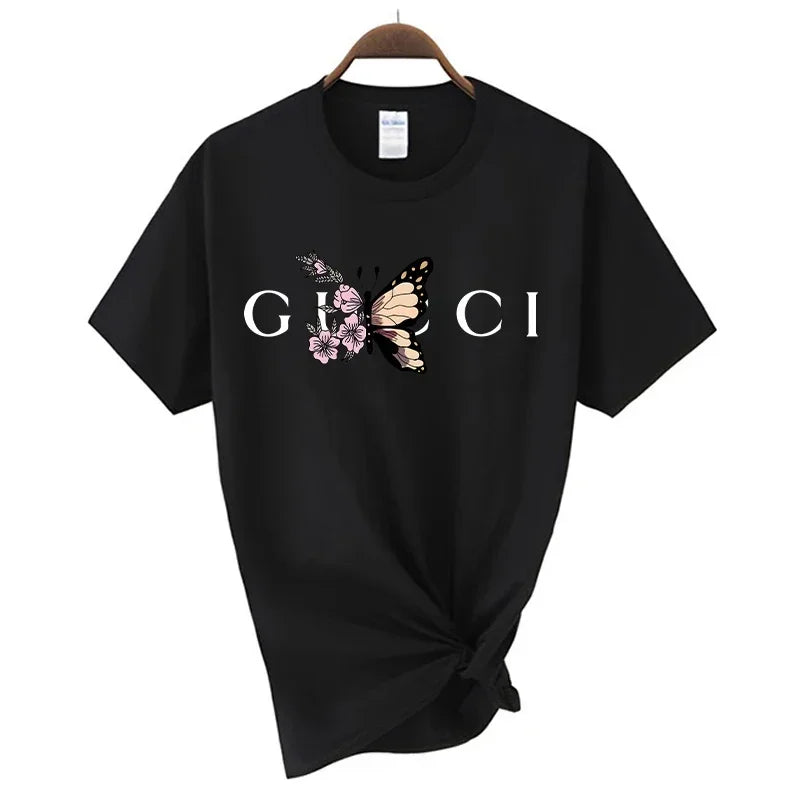Hochwertiges Damen-T-Shirt mit Buchstaben-Print, lässige Bluse, Oberteile, Sommer, klassischer Stil, Kurzarm, Damen, Harajuku, Y2K-Tee