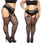 Plus Size Fishnet Garter Belt Bodysuit Tights XXL