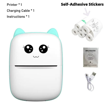 Portable thermal printer mini cat print photo pocket thermal label printer 58mm printing wireless Bluetooth Android iOS printers