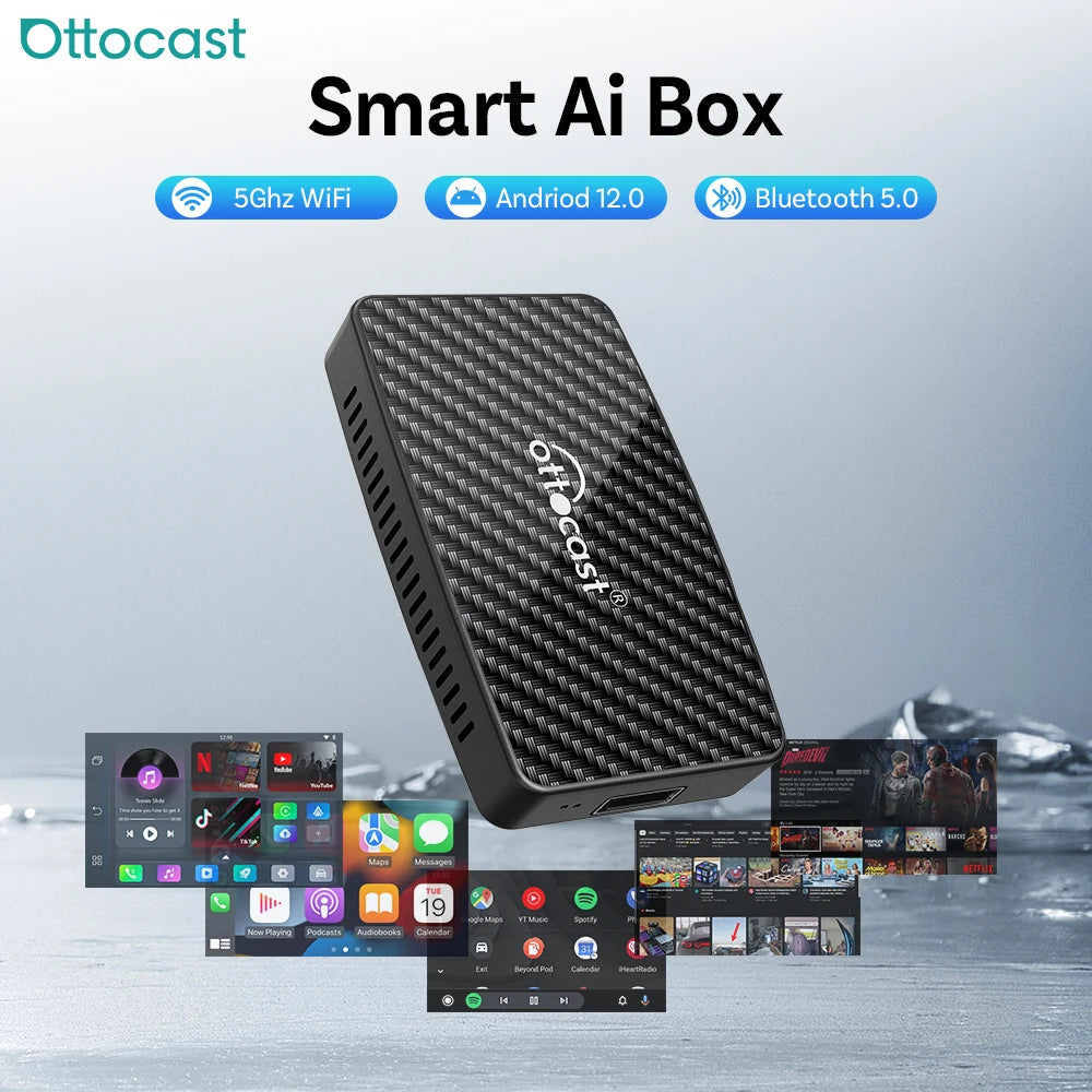 OTTOCAST Play2 Video Pro Carplay Ai Box Kabelloser Android Auto Adapter Integriertes Youtube Netflix Für VW Benz Ford 99% der Autos