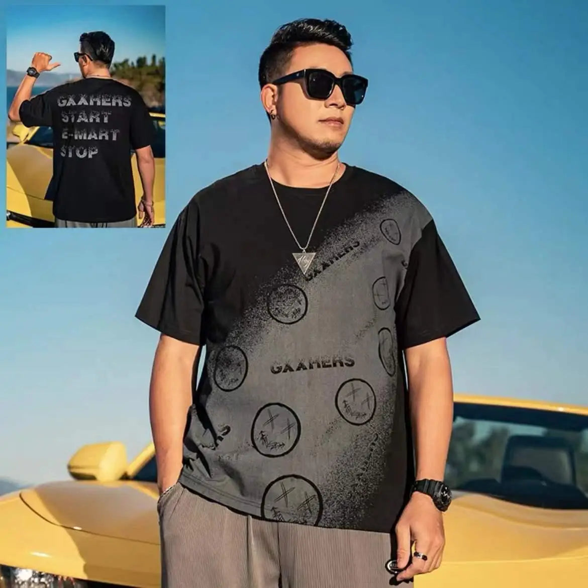 Men's Oversized Alphabet Print T-Shirt | 5XL