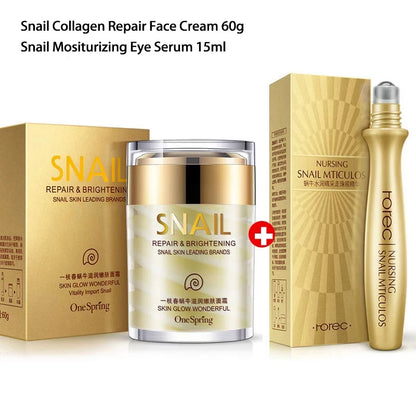 Snail Collagen Face Cream & Eye Serum | Anti-Aging, Brightening & Dark Circle Remover