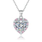 FIRERING Rosa Herz Moissanit Halskette Ohrring Set 2 Karat mit Zertifikat Diamant Test Bestanden Damen Schmuck Geschenk S925 Silber