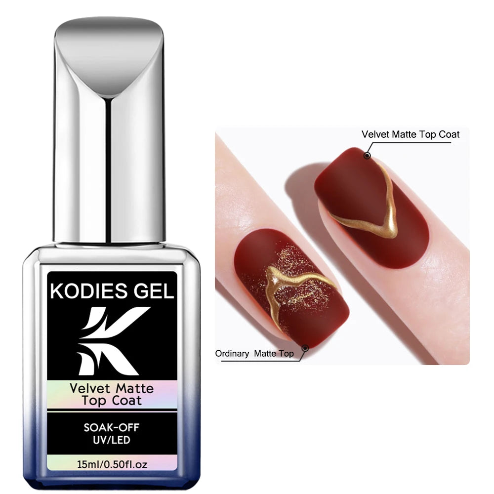 KODIES GEL Chrome Top Coat Nail Powder Finish UV Gel Nail Polish 15ML Super Shine Topcoat No Wipe Semi Permanent DIY Nails Art