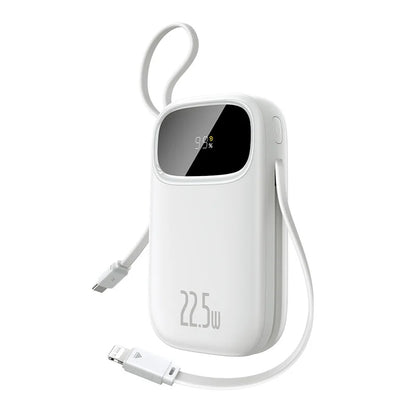 Baseus 22.5W 10000mAh 20000mAh Power Bank Built-In Retractable USB-C & Lightning Cable for iPhone 16 Samsung S25 Xiaomi Poco