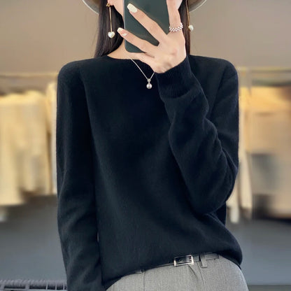 Cashmere sweater women's sweater in autumn and winter 100% merino wool fashion O-neck autumn warm pullover top