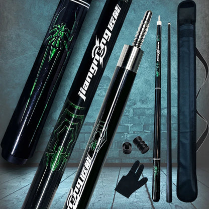 58.4in Spider Carbon Fiber Billiard Pool Cue Stick Unique Beautiful Design  Bonus 3/8-8  Joint Protect Case for Competitive Play