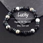 Classic Black Natural Labradorite Volcanic Stone Beads Bracelet Women Men Spiritual Protection and Energetic Banlance Jewelry