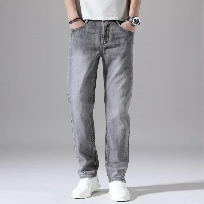 Men's Cotton Stretch Jeans – Slim Straight Lightweight