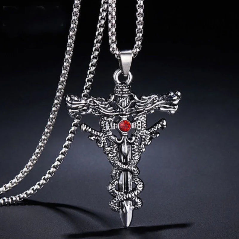 European And American Fashion Personality Retro Gothic Cross Necklace For Men And Women Street Hip-Hop Trendsetters Versatile Pe