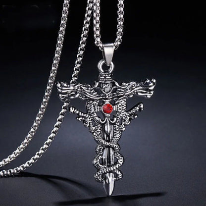 European And American Fashion Personality Retro Gothic Cross Necklace For Men And Women Street Hip-Hop Trendsetters Versatile Pe