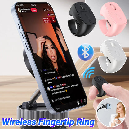 Wireless Fingertip Ring Remote Control Page Turner Bluetooth 5.3 Scrolling Ring for Mobile Phone Wireless Camera Shutter Selfie