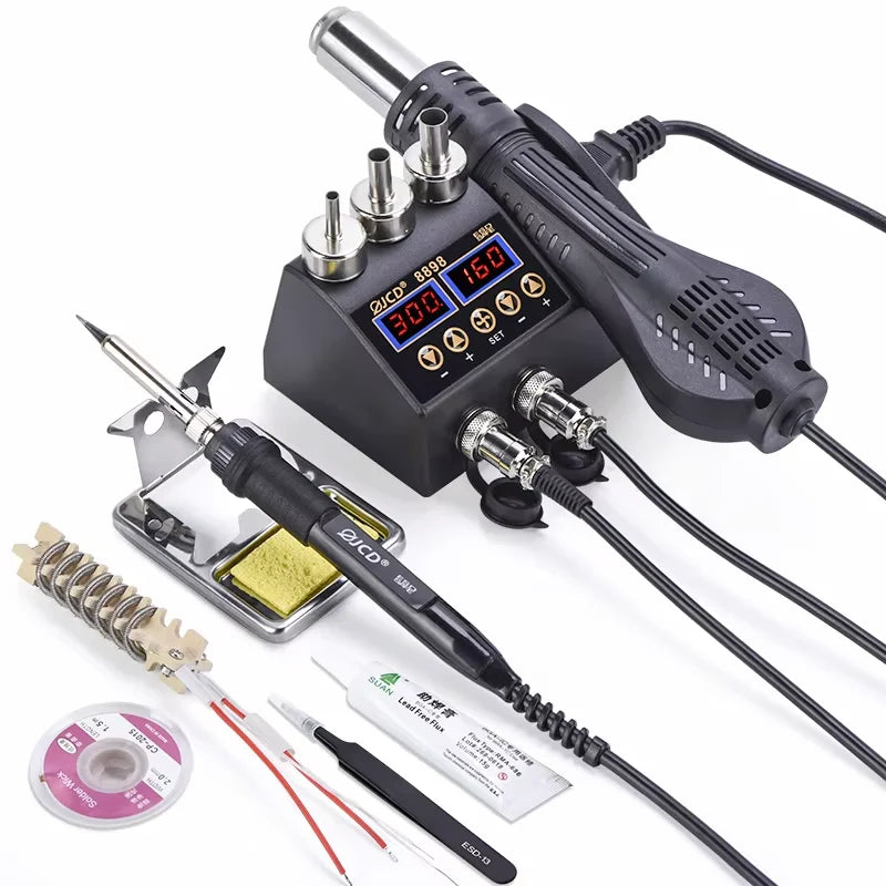 2 in 1 750W Soldering Station LCD Digital display welding rework station for cell-phone BGA SMD PCB IC Repair solder tools 8898