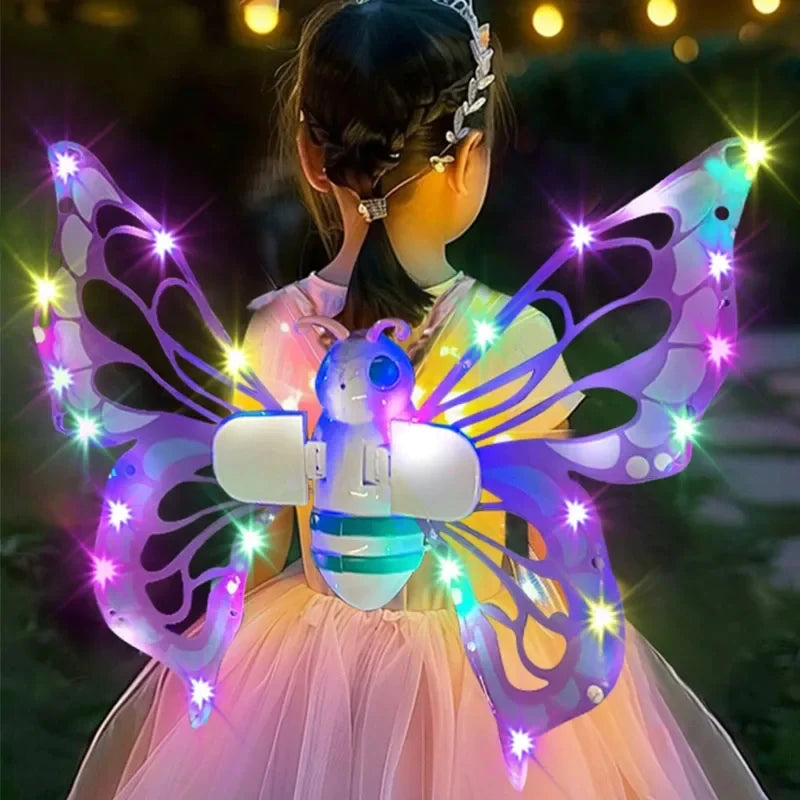 Elektrische Schmetterlingsflügel, bewegliche Elfenflügel mit Licht, Feenflügel für Kindergeburtstag, Weihnachten, Cosplay, Anzieh-Engelsflügel für Mädchen, Spielzeug