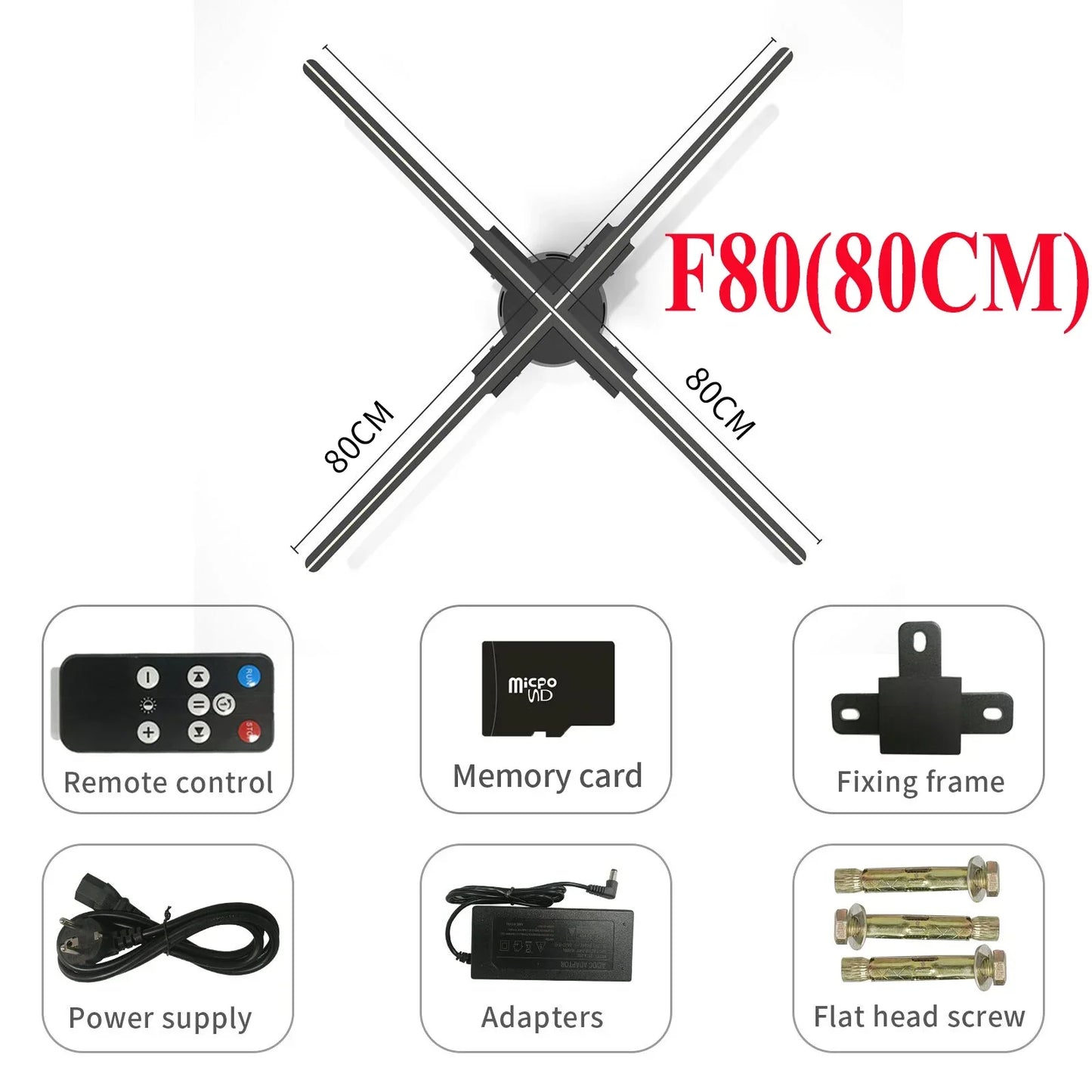 3D Fan Hologram Projector Wifi Display Advertising Logo Light Led Sign Holographic Lamp Three-Dimensional Projectors 52-80CM