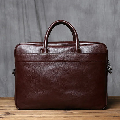Echtes Leder Herren Aktentasche Vintage Natur Rindsleder Handtasche Große Kapazität Umhängetasche Lässige Mode Computertasche