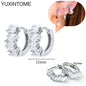 925 Sterling Silver Ear Needle Fashion Hoop Earrings White Crystal Luxury Women's Silver Earrings Wedding Women's Jewelry Gift