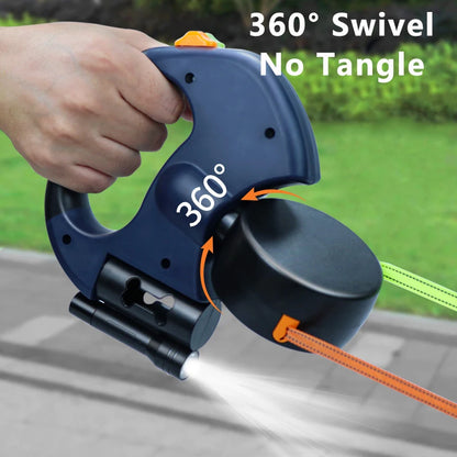 Premium 3M einziehbare Doppelhundleine für kleine Hunde, reflektierend, 360° drehbar, verwicklungsfrei, Spazierleine für Haustiere mit LED-Leuchten