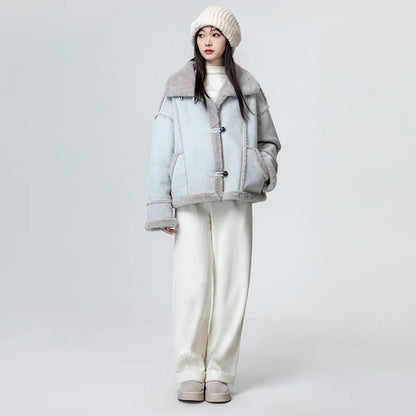 Women's Jacket Winter Sleek Warm Lined Inteated Fur Open Cardigan Top