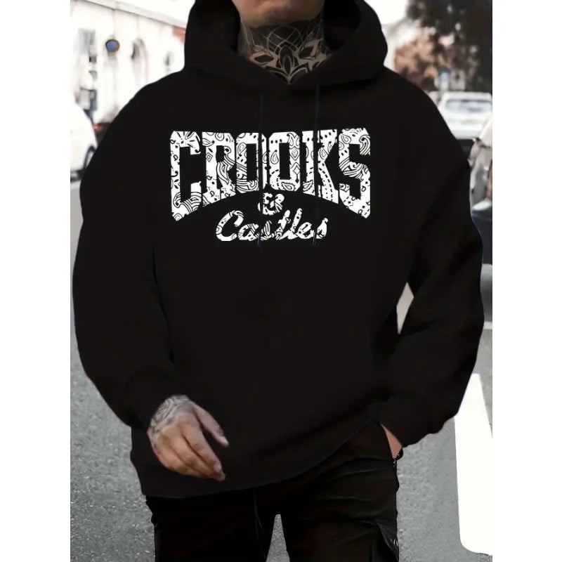 [Crooks & Castles | Graphic] Crooks & Castles 1-teiliger Grafik-Hoodie für Herren | Lässiges Polyester-Sweatshirt mit leichtem Stretchanteil