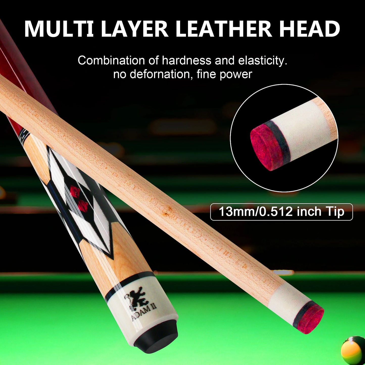 Premium Canadian Hard Maple Pool Cue 13mm Tip Steel Quick Connect Ideal for Nine Ball and Carom Billiards Pool Skill Training