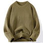 Men's Crew Neck Sweater Solid Color Trend Thickened Knitwear Autumn and Winter Casual Warm Sweater Men's Long Sleeve Vest