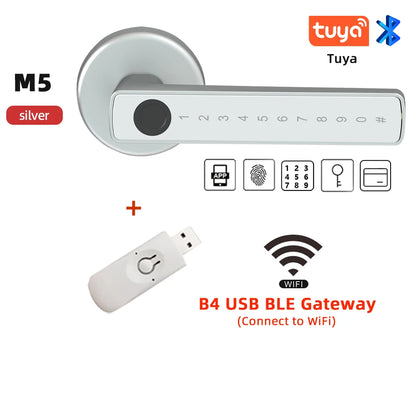 RAYKUBE M5 Tuya BLE Smart Fingerprint Türschloss Digitales elektronisches Schloss mit Passwort/Schlüssel/IC-Karte/Smartlife/Tuya APP Entsperrung