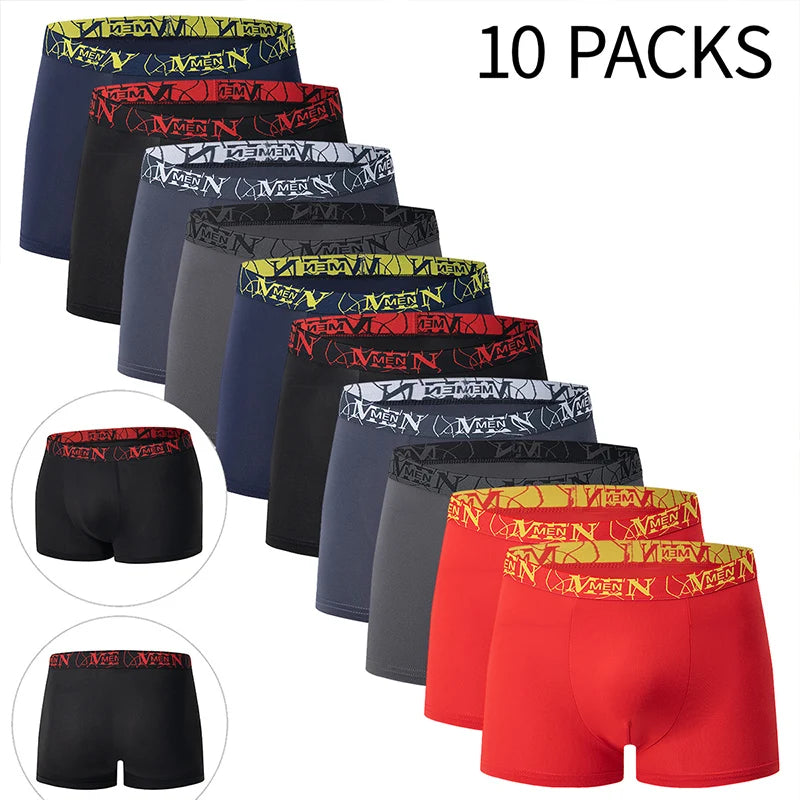 4/10-teiliges Set lässiger und modischer Herrenunterwäsche Bequeme Boxershorts Jugend-Übergröße Sport-Radfahren elastische Shorts