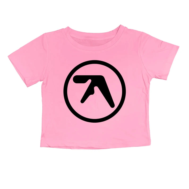 Punk Aphex Twin Print Oversize Hip Hop Women Crop Top Tee