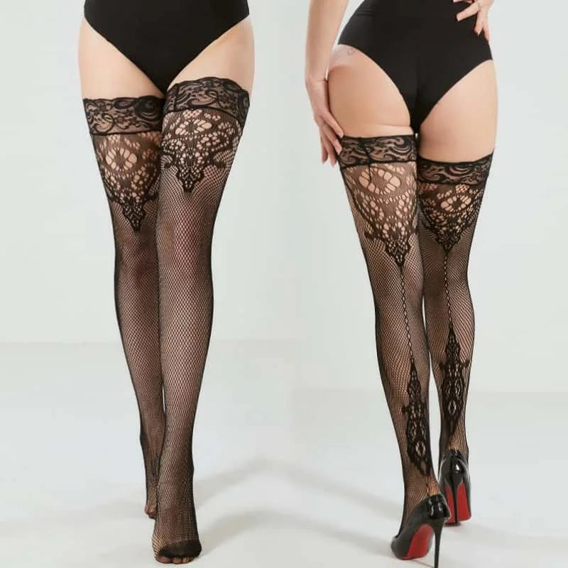 Plus Size Silk Fishnet Over Knee Socks 3XXL