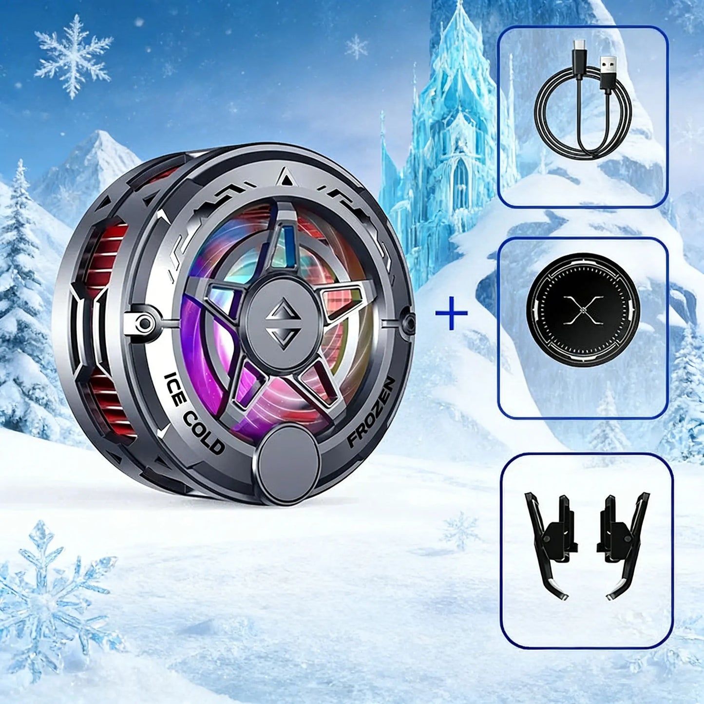Magnetic Phone Cooler Gaming Fan RGB Display