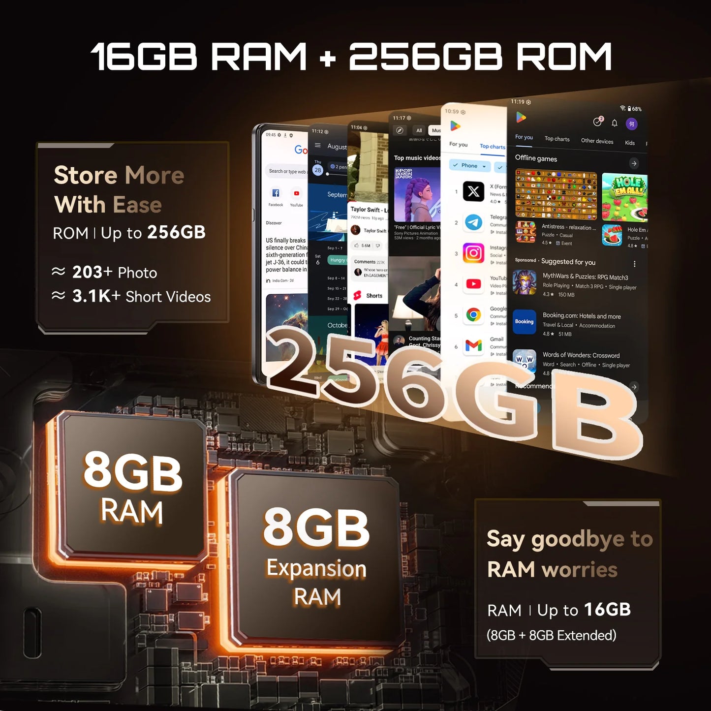 Smartphone 5G Cubot X100, Android 15, Dimensity 7025, 6nm, 2.5GHz, 6,88-Zoll-Bildschirm, 16GB (8+8), 256GB, 64MP Kamera, 5100mAh Akku