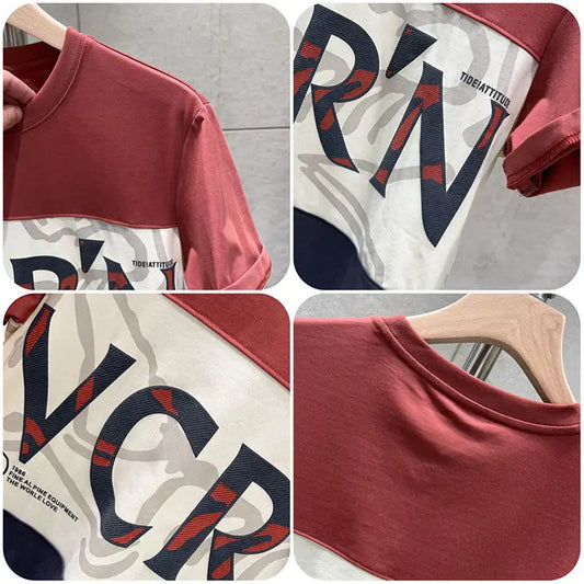 Men's Contrast Print Short Sleeve T-Shirt – Trendy