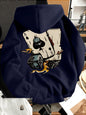 Men's Poker Card Print Hoodie Pullover Hoodie Sweater