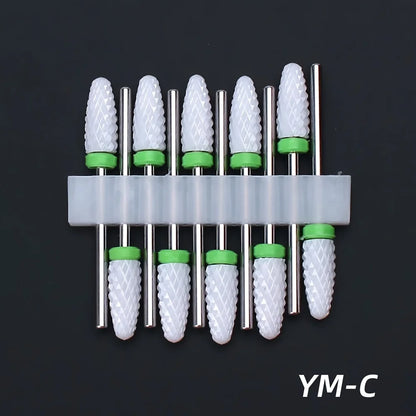 10pcs Ceramic Nail Drill Bits Set, Electric Manicure & Pedicure Milling Cutter, For Nail Polishing Machine