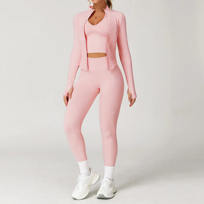 2/3/4PCS Yoga Set Gym Clothes Sportswear Seamless Yoga Suits For Women Fitness Long Sleeved Tracksuits Sports Bra Gym Leggings