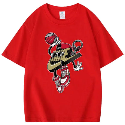 2025 Spring and Summer New Round  Solid Color Brand Short Sleeve T-shirt Light Luxury with Simple Casual Shirt Ins Tide